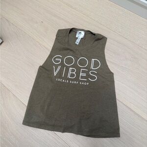 Good Vibes Muscle Tee - Olive